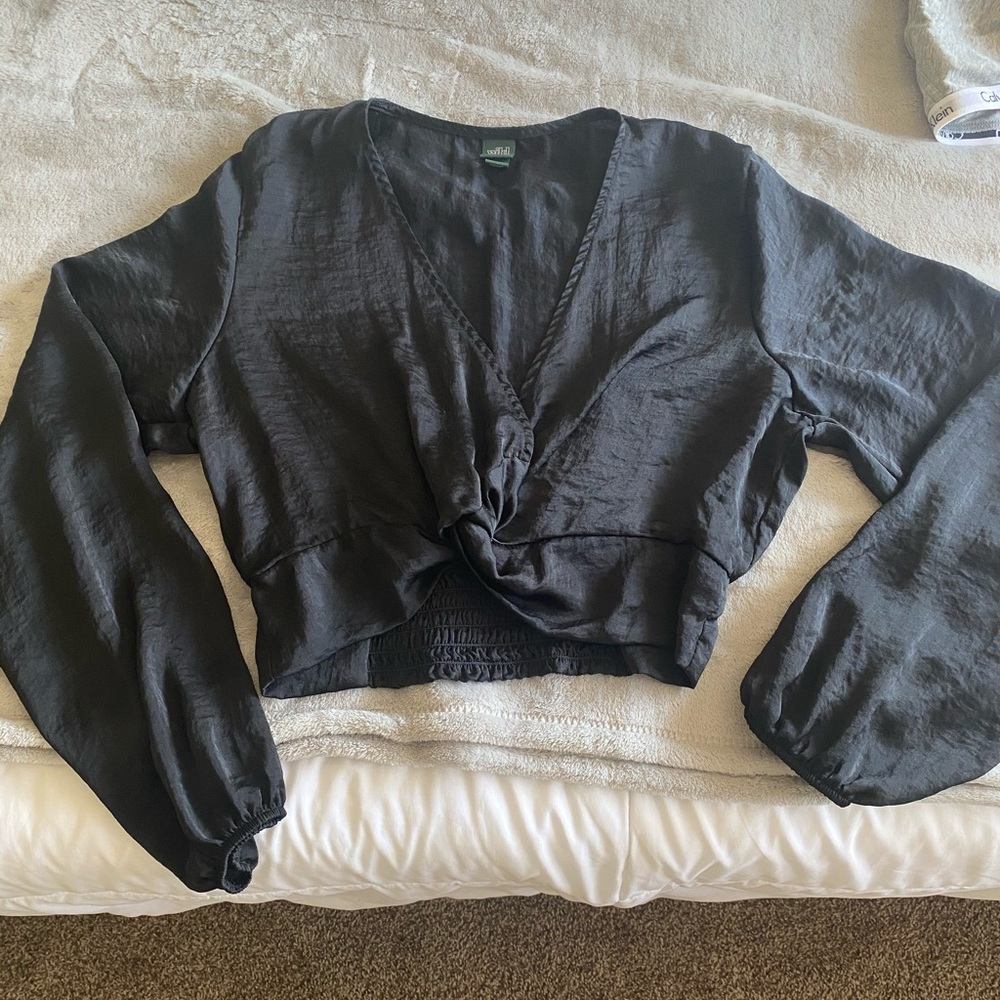 WildFable Black Silky LonglseeveBlouse *WORN ONCE*